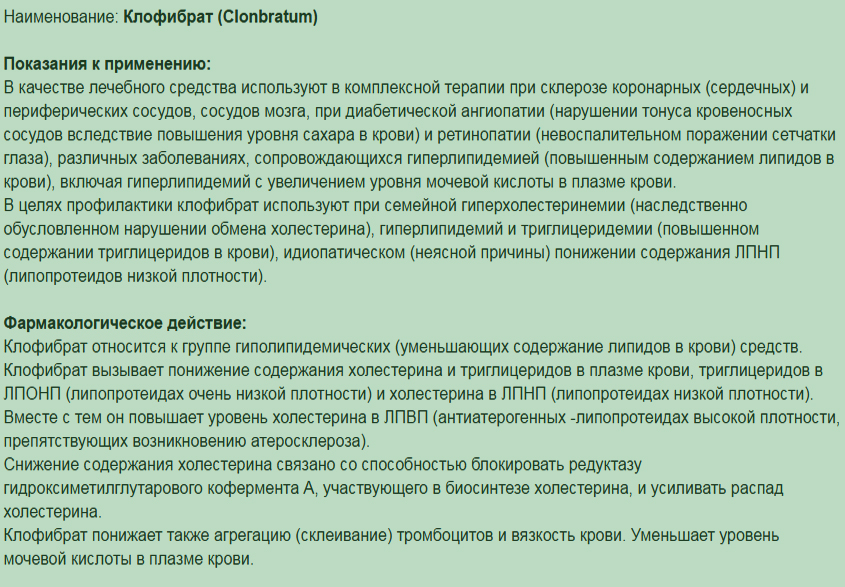 Особенности Клофибрата Особенности Клофибрата