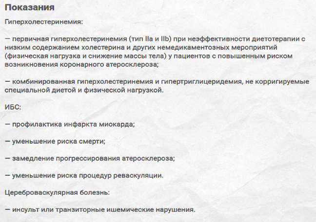 Показания к приему Показания к приему