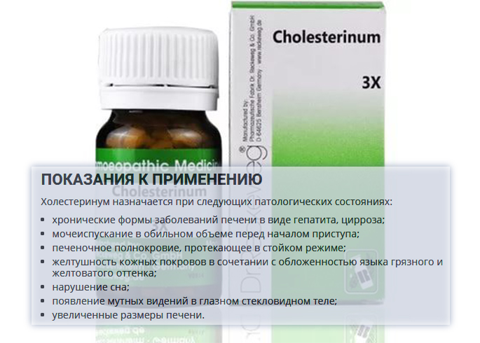 Показания к применению Холестеринума Показания к применению Холестеринума