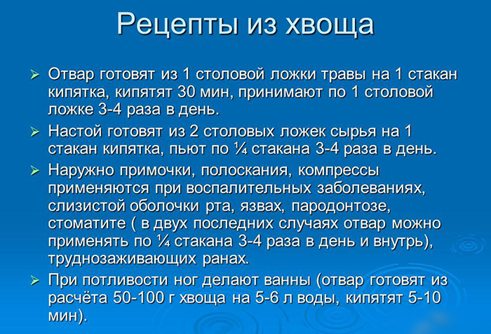Рецепты из хвоща Рецепты из хвоща